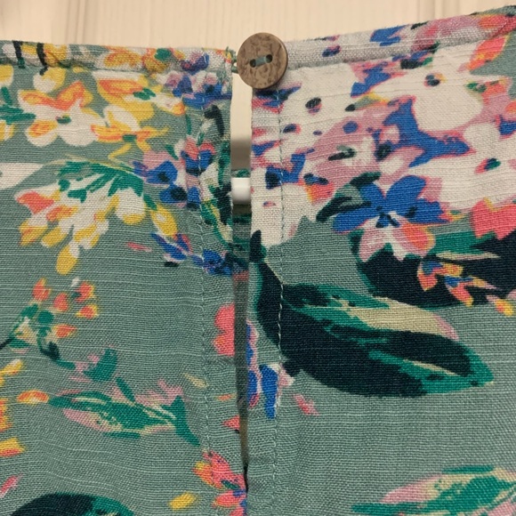 LC Lauren Conrad green floral long sleeve shirt buttons womens size L Large EUC - Picture 5 of 12